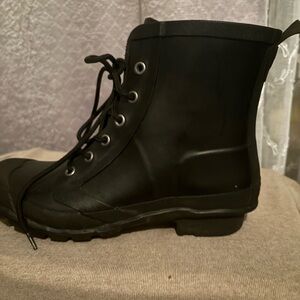 Lauren Black Lace-Up rainBoots